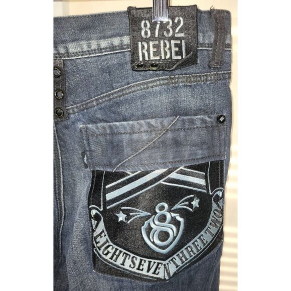 8732 Eight 732 Rebel Denim Jeans Distressed Size 34x33 34 x 33 - Picture 3 of 3
